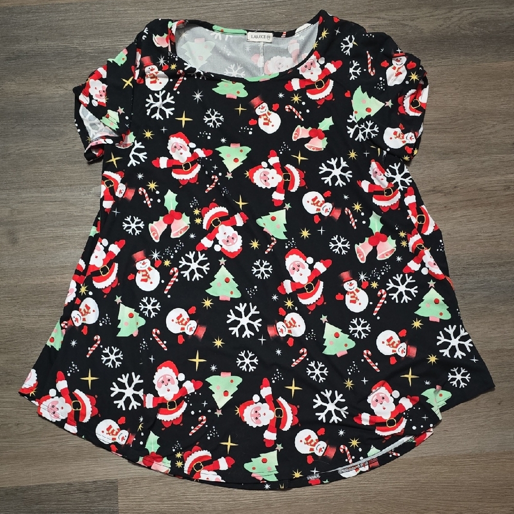 Black Santa and Snowman Tee